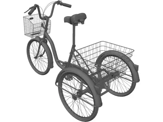 Three-wheeled Bicycle 3D Model preview
