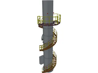 Exhaust Stack Platform Circular Stairway 3D Model preview