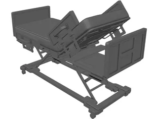 Hospital Bed 3D Model preview