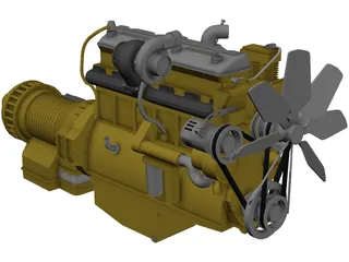 Caterpillar C15 Diesel Engine 3D Model preview