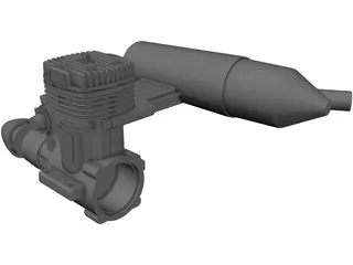 O.S. 61 FX RC Engine with Muffler 3D Model preview