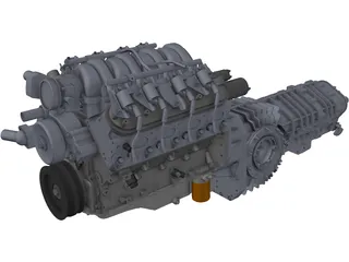 Chevrolet LS3 Engine and Transaxle Gearbox 3D Model preview