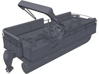 Pontoon Boat 3D Model preview