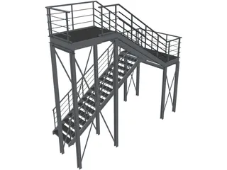 Metal Stairs 3D Model preview