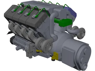 V8 Turbo Diesel Engine 3D Model preview