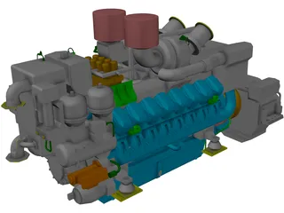Marine Engine MTU 4500 3D Model preview