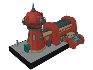 Planet Express Building 3D Model preview