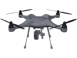Four-Rotor UAV Drone 3D Model preview