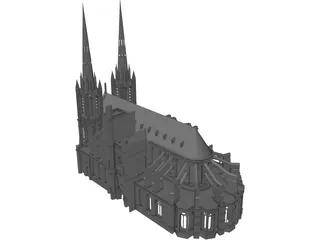 Gothic Clermont Cathedral 3D Model preview
