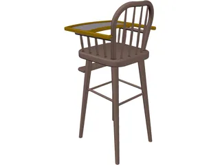 Baby Highchair 3D Model preview