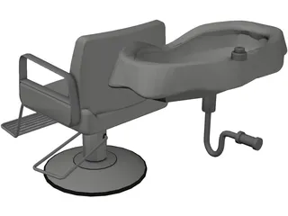 Hair Salon Washing Chair 3D Model preview