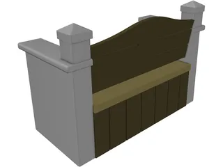 Garden Bench 3D Model preview