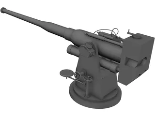 100mm Naval Cannon B25 3D Model preview