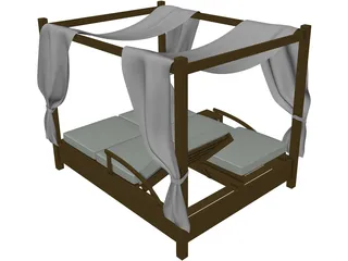 Balinese Bed 3D Model preview