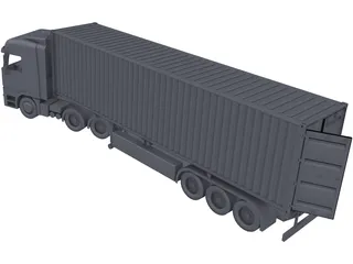 Mercedes-Benz Actros with Trailer 3D Model preview