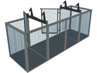 Steel Cage with Doors 3D Model preview
