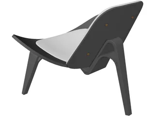 Hans J Wegner Three Legged Chair 3D Model preview