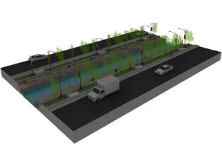 Landscape Mini Water Ways 3D Model preview