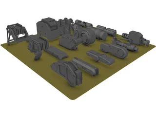 Hard Surface Kitbash Pack 1 Set 1 3D Model preview