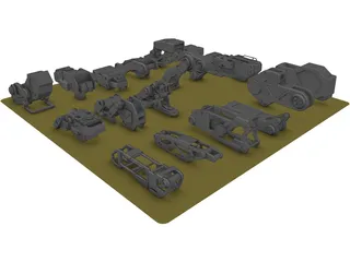 Hard Surface Kitbash Pack 1 Set 2 3D Model preview