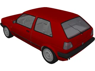 Volkswagen Golf GTI MK2 3D Model preview