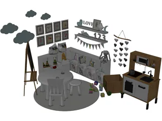 IKEA Children Set 3D Model preview