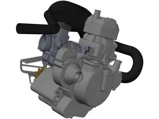Two Stroke 125cc Engine 3D Model preview