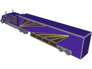 Kenworth W900 Custom with Trailer 3D Model preview