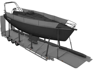 Trailer Boat 3D Model preview
