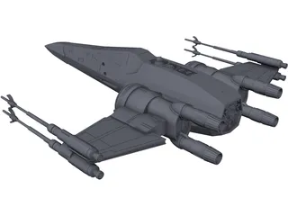 Star Wars T-70 X-Wing Star Figher 3D Model preview