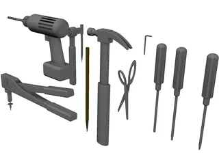 Hand Tools Collection 3D Model preview