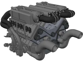 Bugatti Veyron W16 Engine 3D Model preview