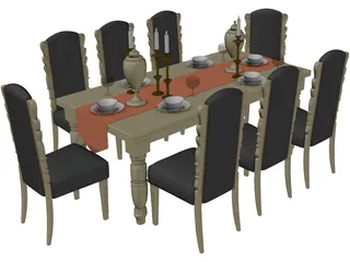 Dining Table 3D Model preview
