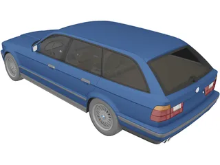 BMW 5-Series E34 Touring (1991) 3D Model preview