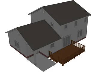 Colonial Style House 3D Model preview