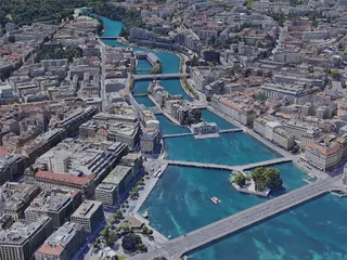 Geneva City, Switzerland (2019) 3D Model preview