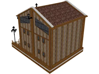 Wooden House 3D Model preview