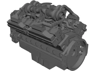 Cummins QSK60 V16 Engine 3D Model preview
