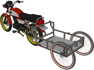 Honda ML 125 with Trailer 3D Model preview