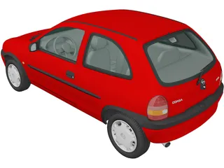 Opel Corsa 3-door (1998) 3D Model preview