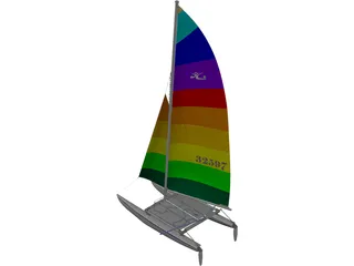 Hobie 16 Racing Catamaran 3D Model preview