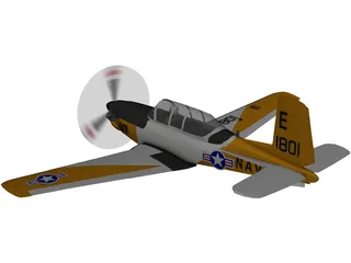 Beechcraft T-34C Turbo Mentor 3D Model preview