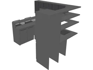 Kitchen with Sink 3D Model preview