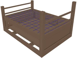 Rope Bed Frame with Drawers 3D Model preview