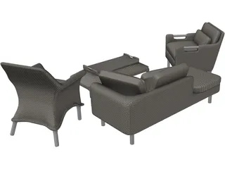 Rattan Set 3D Model preview
