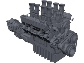 Jaguar XJ13 Engine and Gearbox 3D Model preview