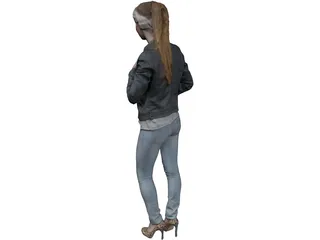 Woman Jeans High Heels 3D Model preview