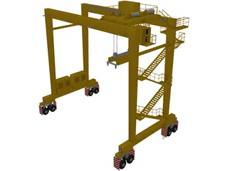RTG Container Port Crane 3D Model preview