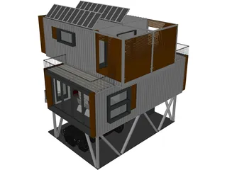 Shipping Container Home 3D Model preview
