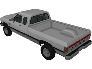 Dodge Ram Club Cab (1991) 3D Model preview